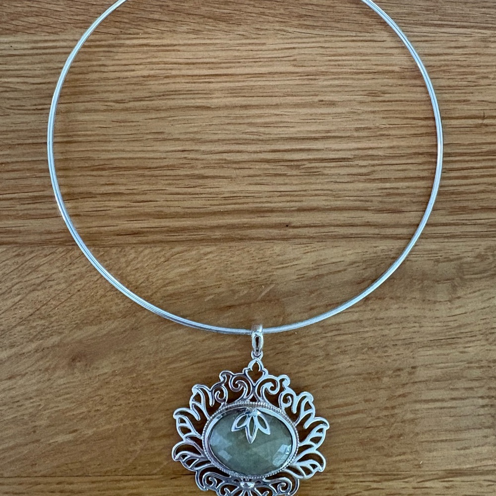 SALE Yellow Quartz and Sterling Silver Lotus Collar Necklace